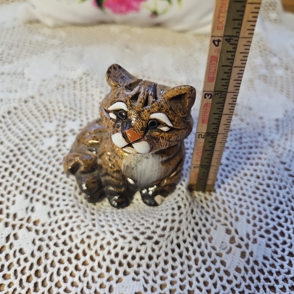 Vintage Artesania Rinconada Tabby Cat Figurine Uruguay Clay Ceramic 3" Chip Paw - Picture 14 of 14